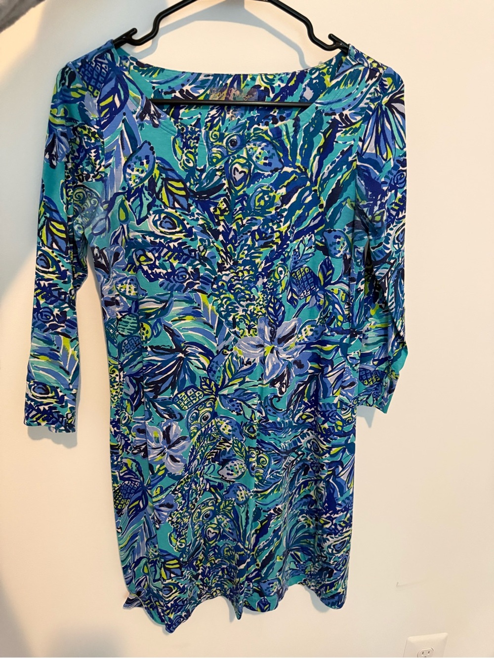 Lilly Pulitzer Blue Teal Floral Print Tunic